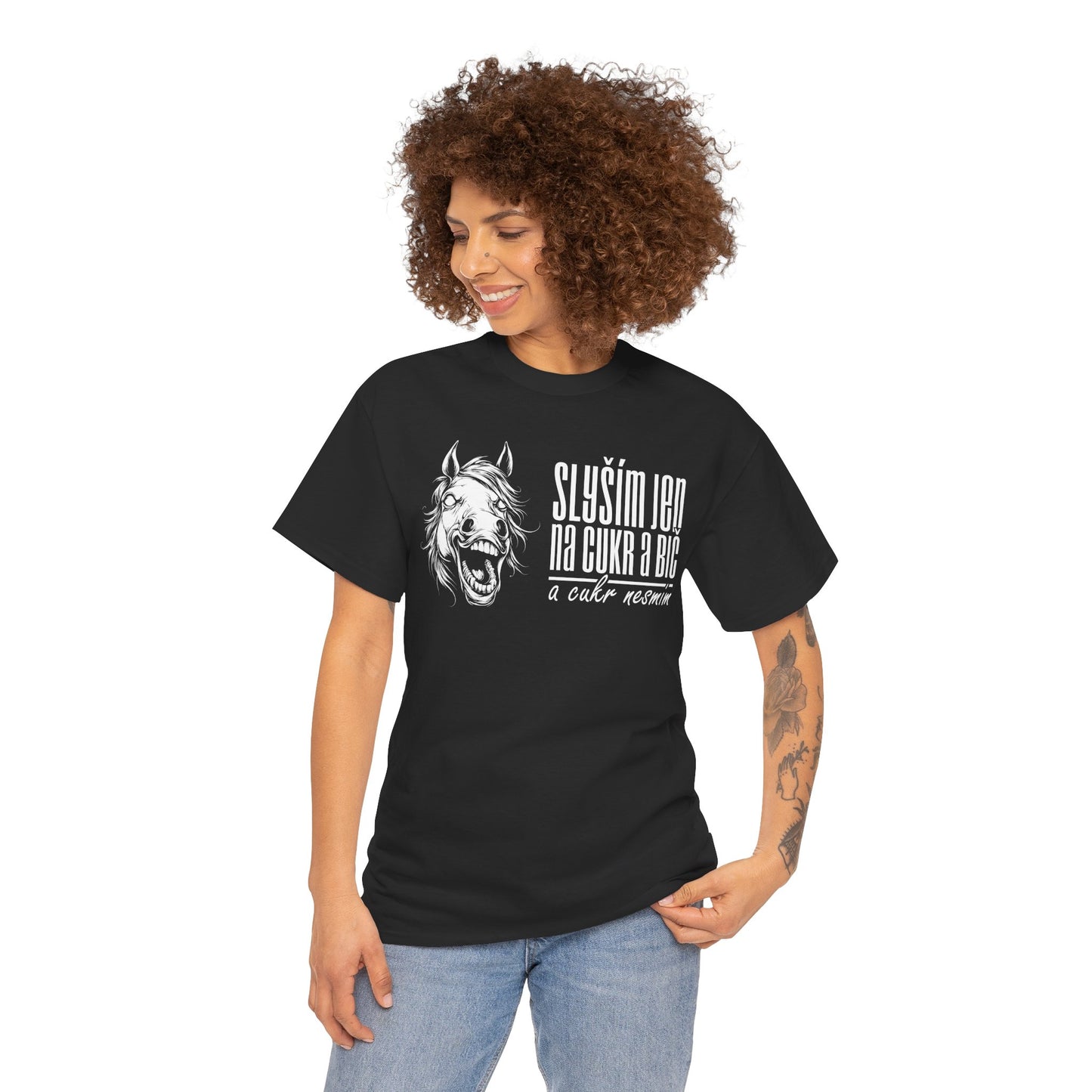 Unisex T-shirt Slyším jen na cukr a bič DIA in White