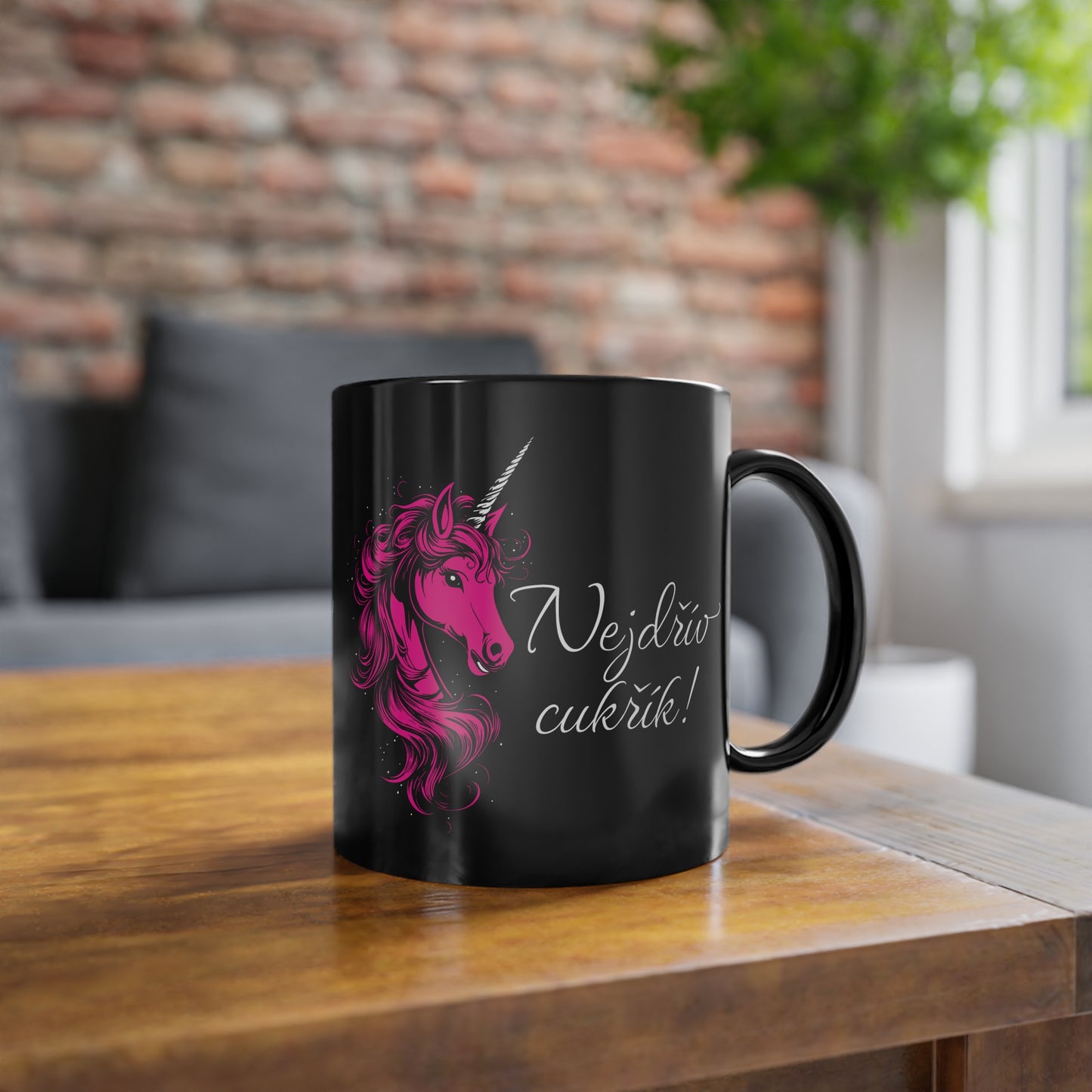 Mug Unicorn - First a candy in deep pink