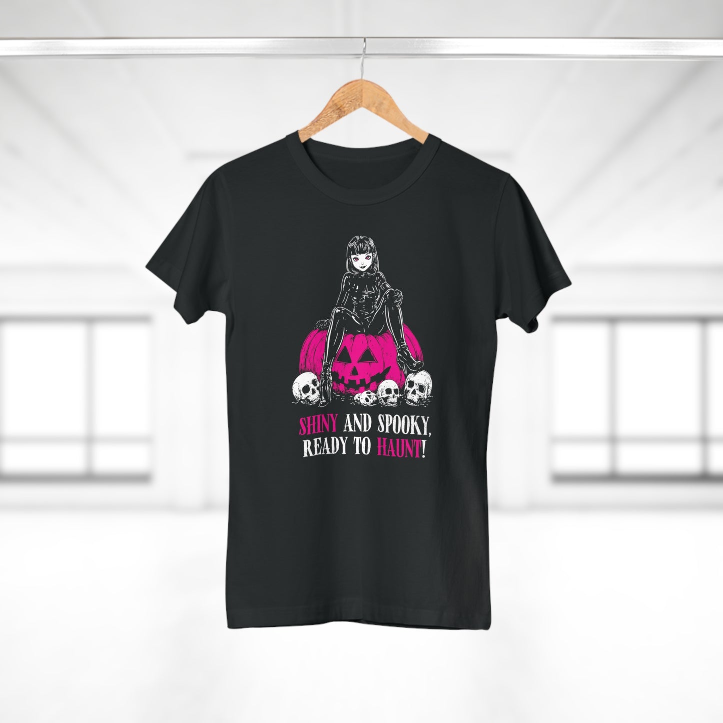 Women's T-shirt Shiny and Spooky in deep pink