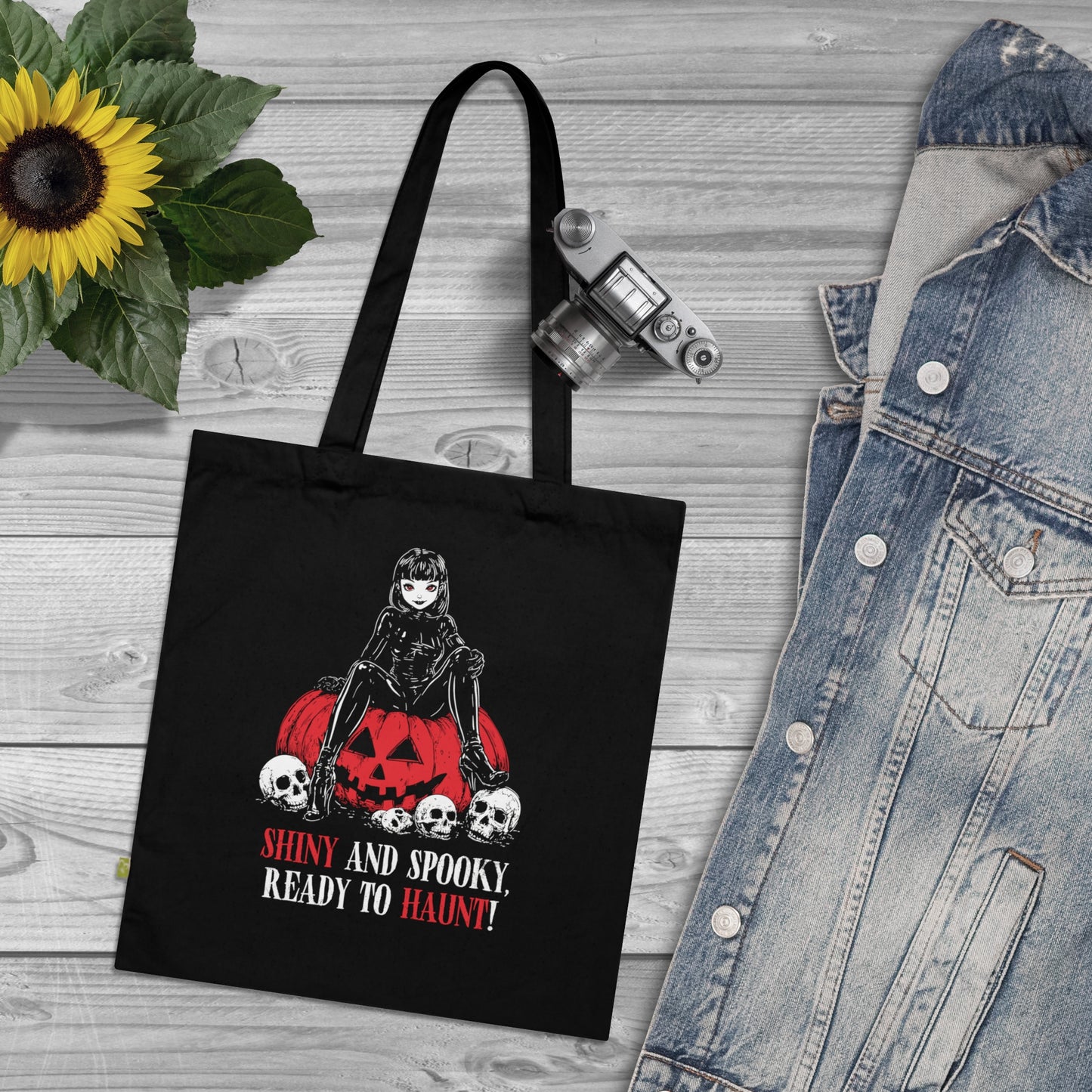 Shiny and Spooky canvas bag in red