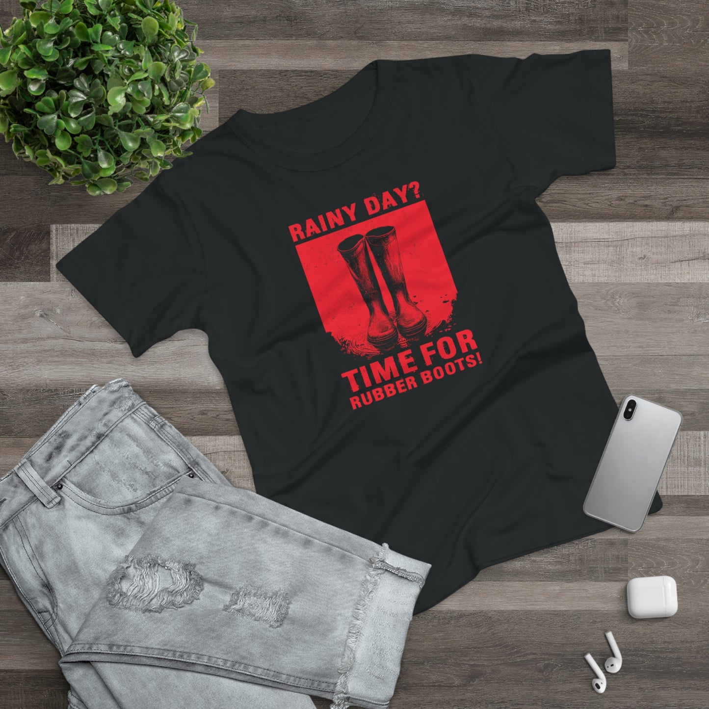 Women`s T-shirt Rainy day in red