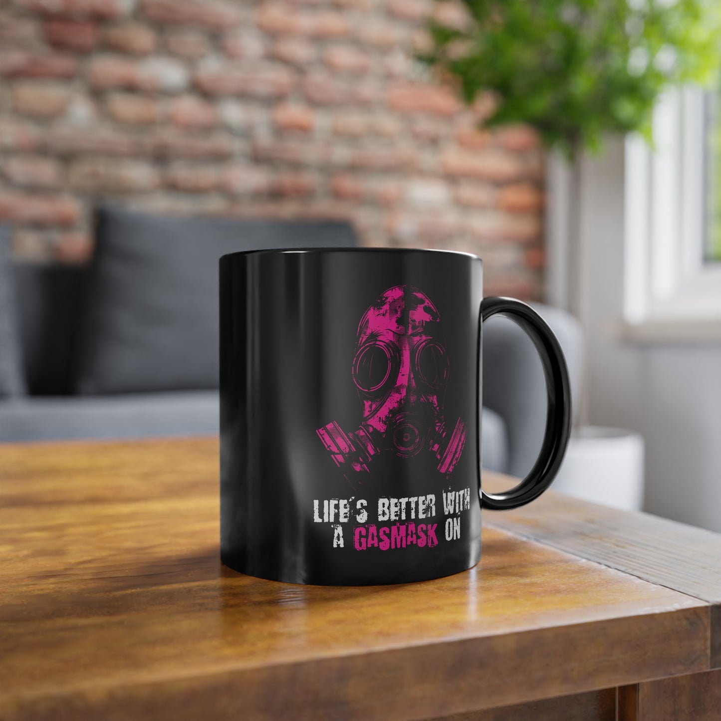 Mug Life is better with a Gasmask on in deep pink
