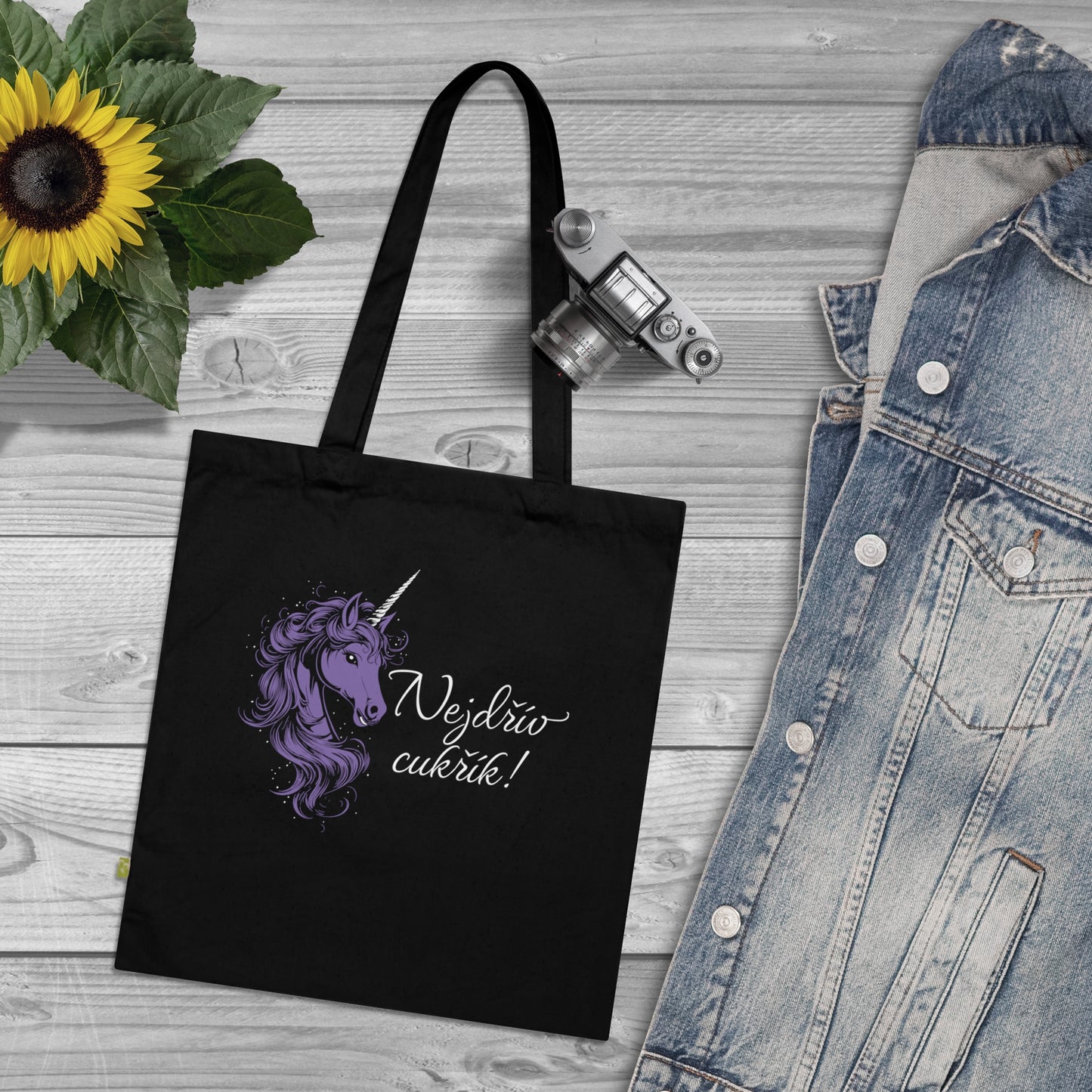 Canvas bag Unicorn - First candy in purple