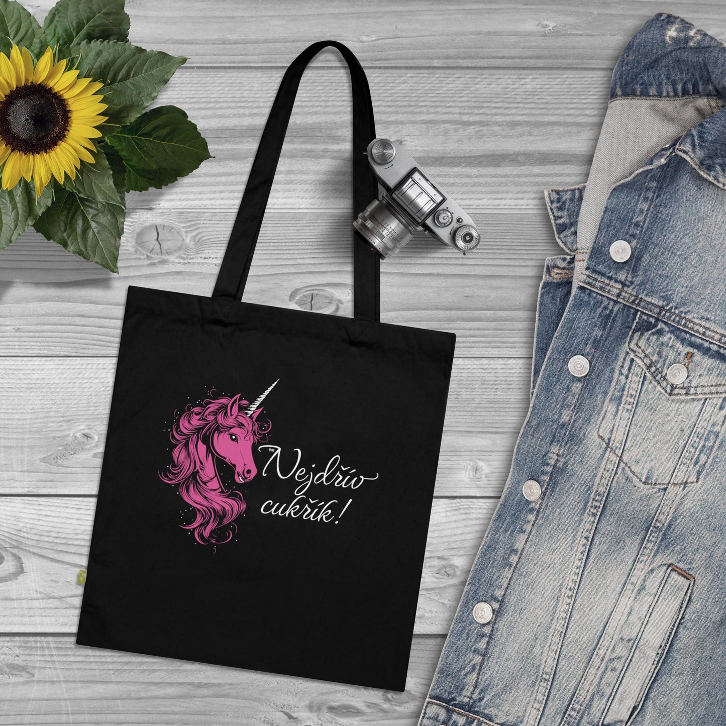 Canvas bag Unicorn - First candy in pink