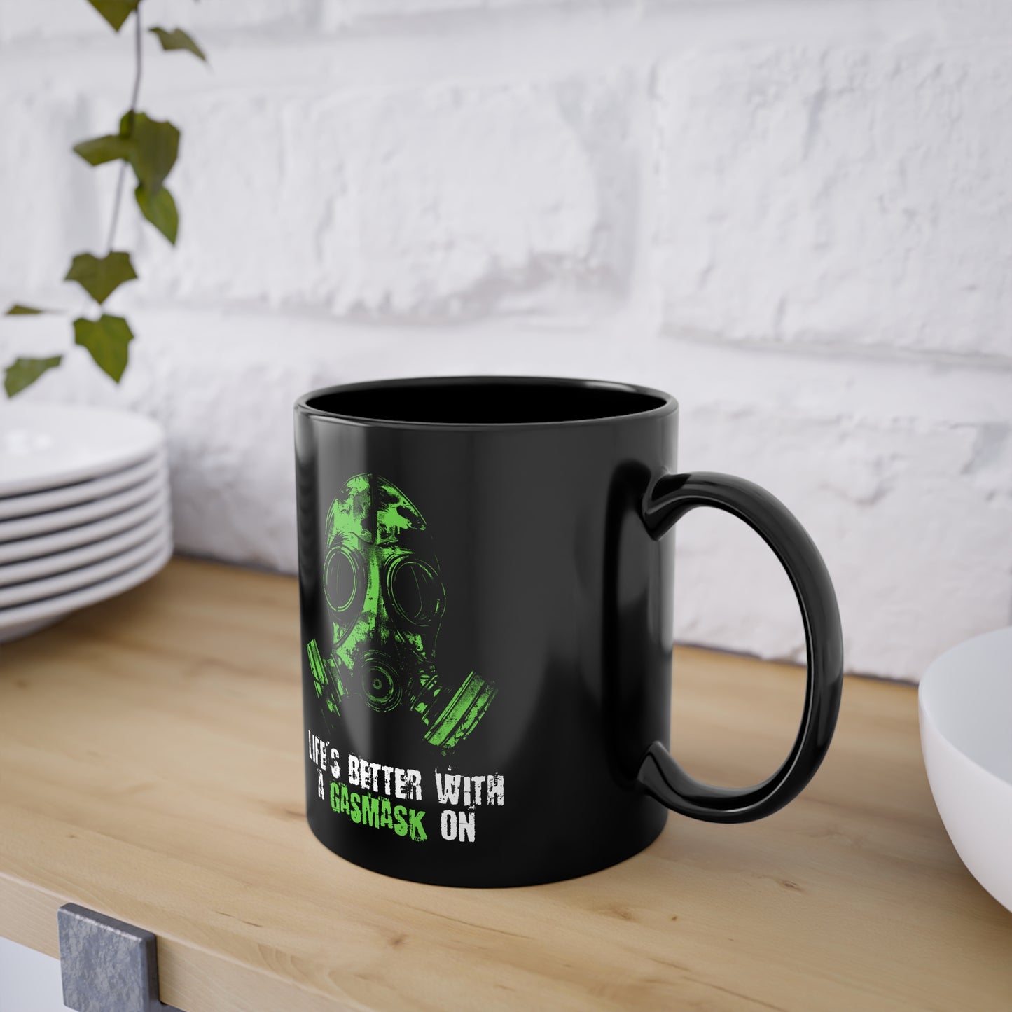Mug Life is better with a Gasmask on in green