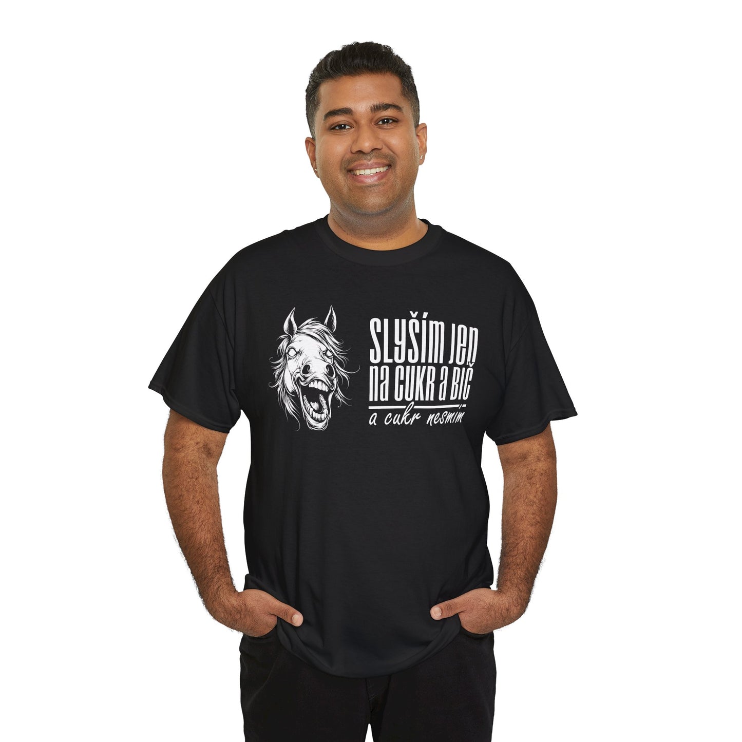 Unisex T-shirt Slyším jen na cukr a bič DIA in White