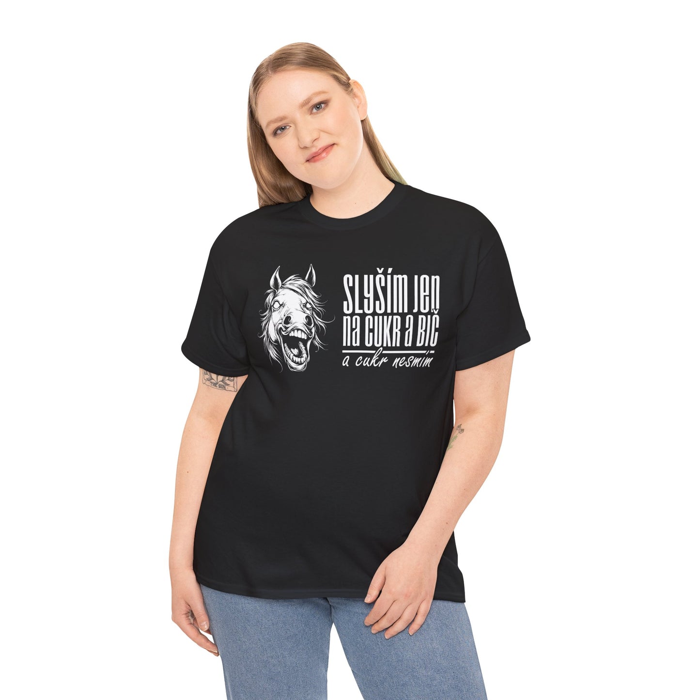 Unisex T-shirt Slyším jen na cukr a bič DIA in White