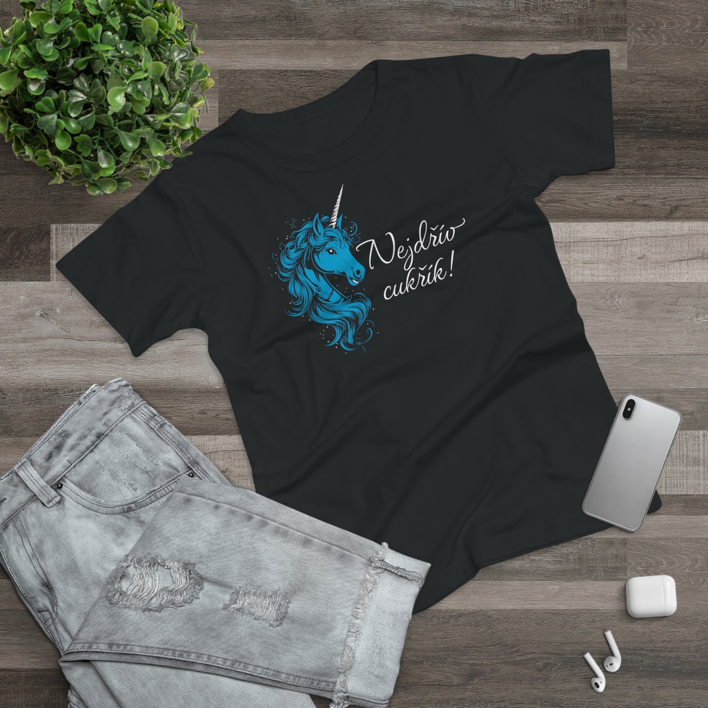 Women's t-shirt Unicorn - First sugar in blue