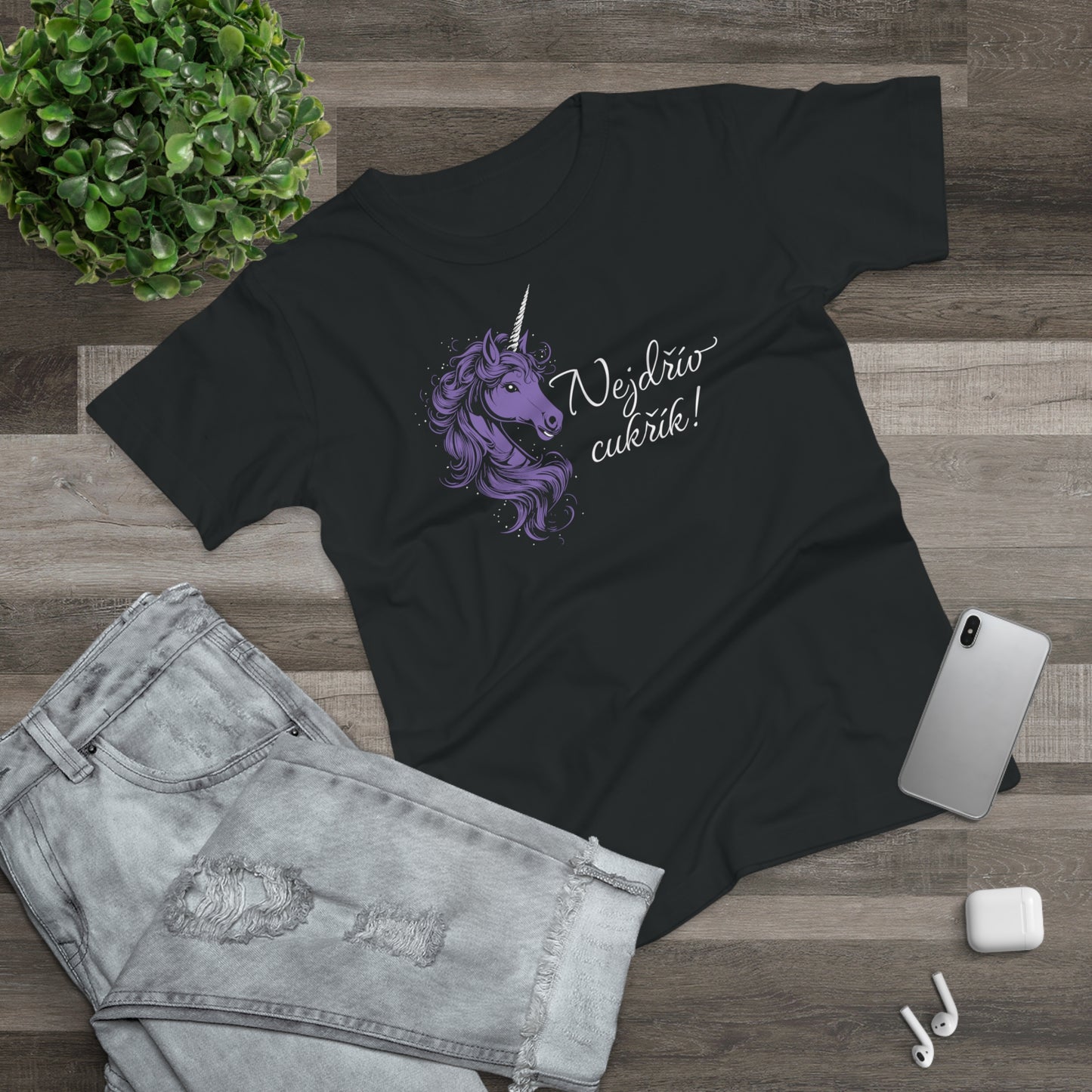 Women's t-shirt Unicorn - First candy in purple