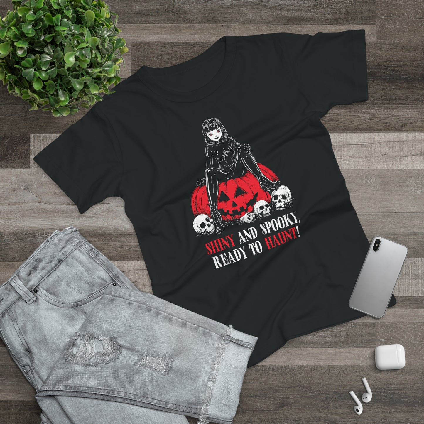 Women's T-shirt Shiny and Spooky in red