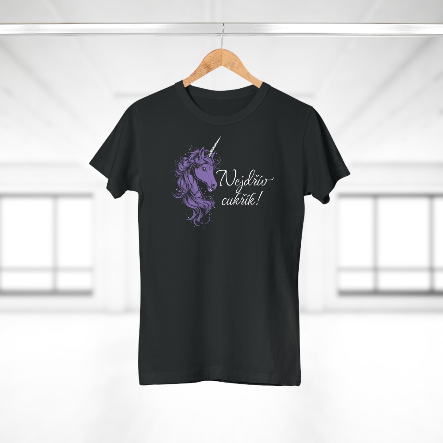 Women's t-shirt Unicorn - First candy in purple
