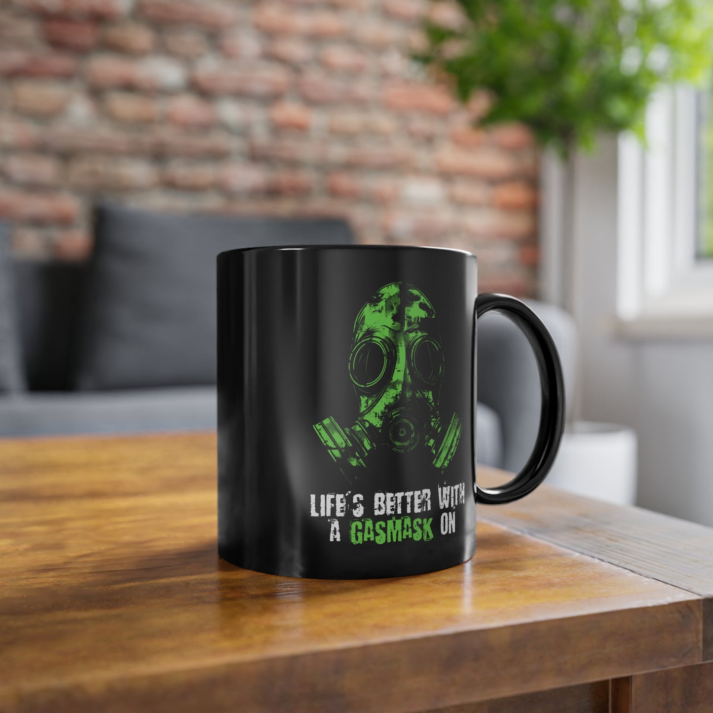 Mug Life is better with a Gasmask on in green