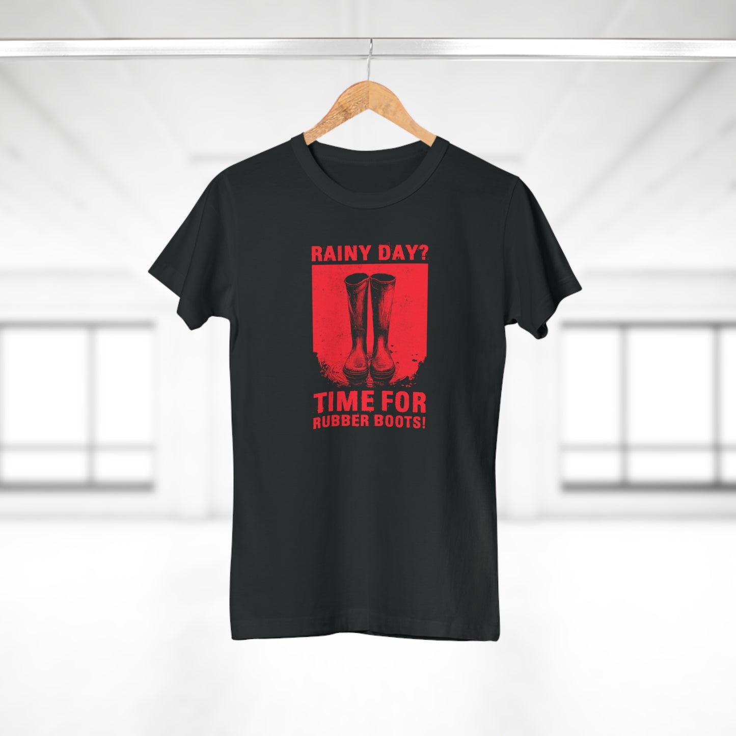 Women`s T-shirt Rainy day in red