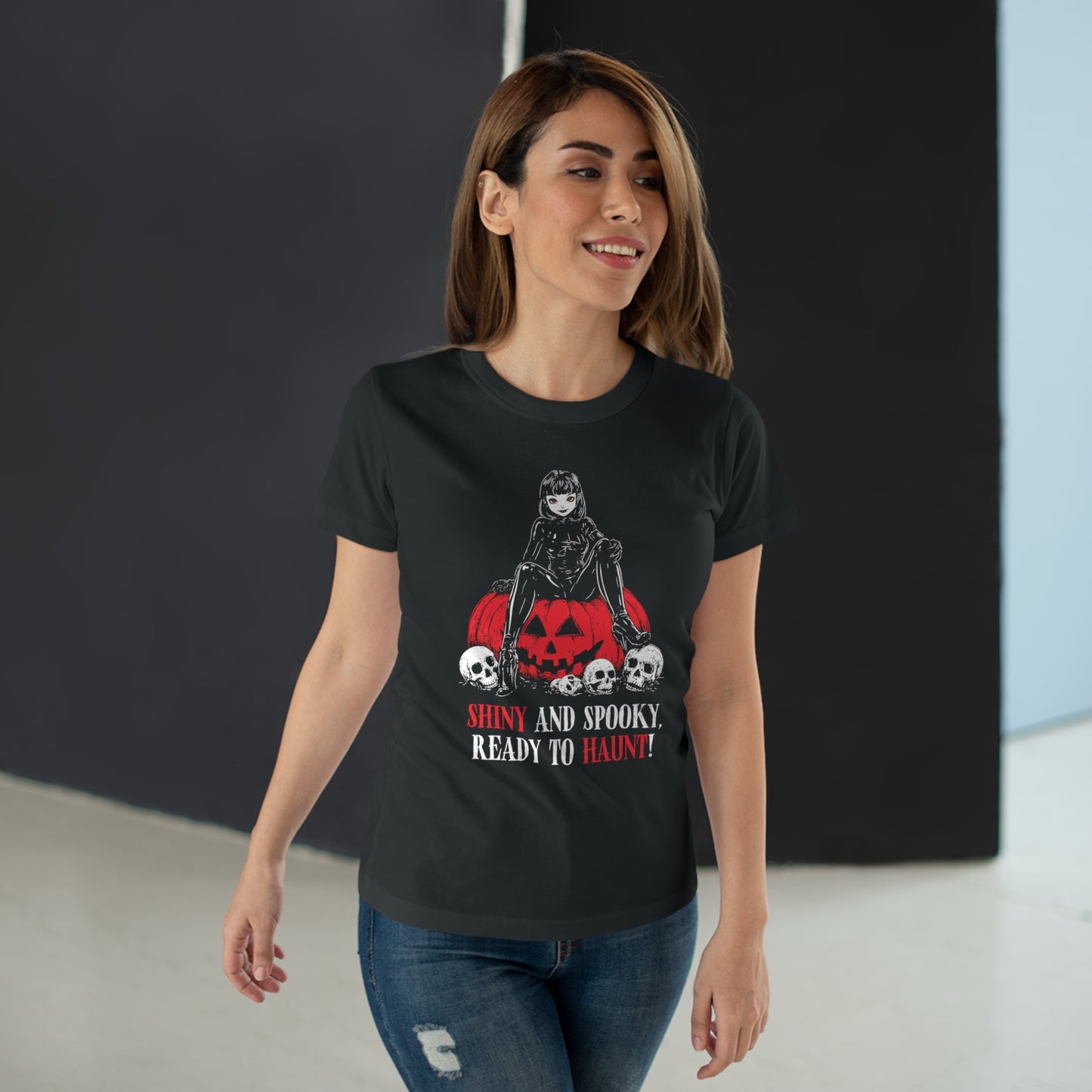 Women's T-shirt Shiny and Spooky in red
