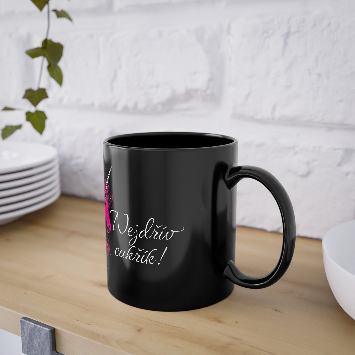 Mug Unicorn - First a candy in deep pink