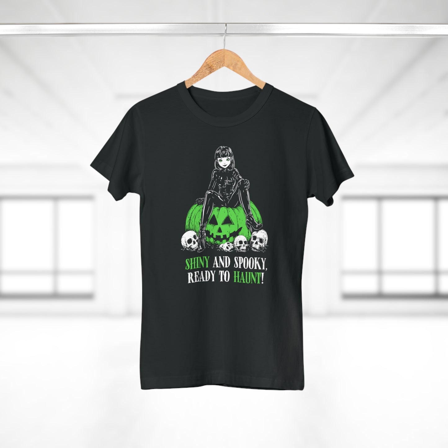 Women's T-shirt Shiny and Spooky in green
