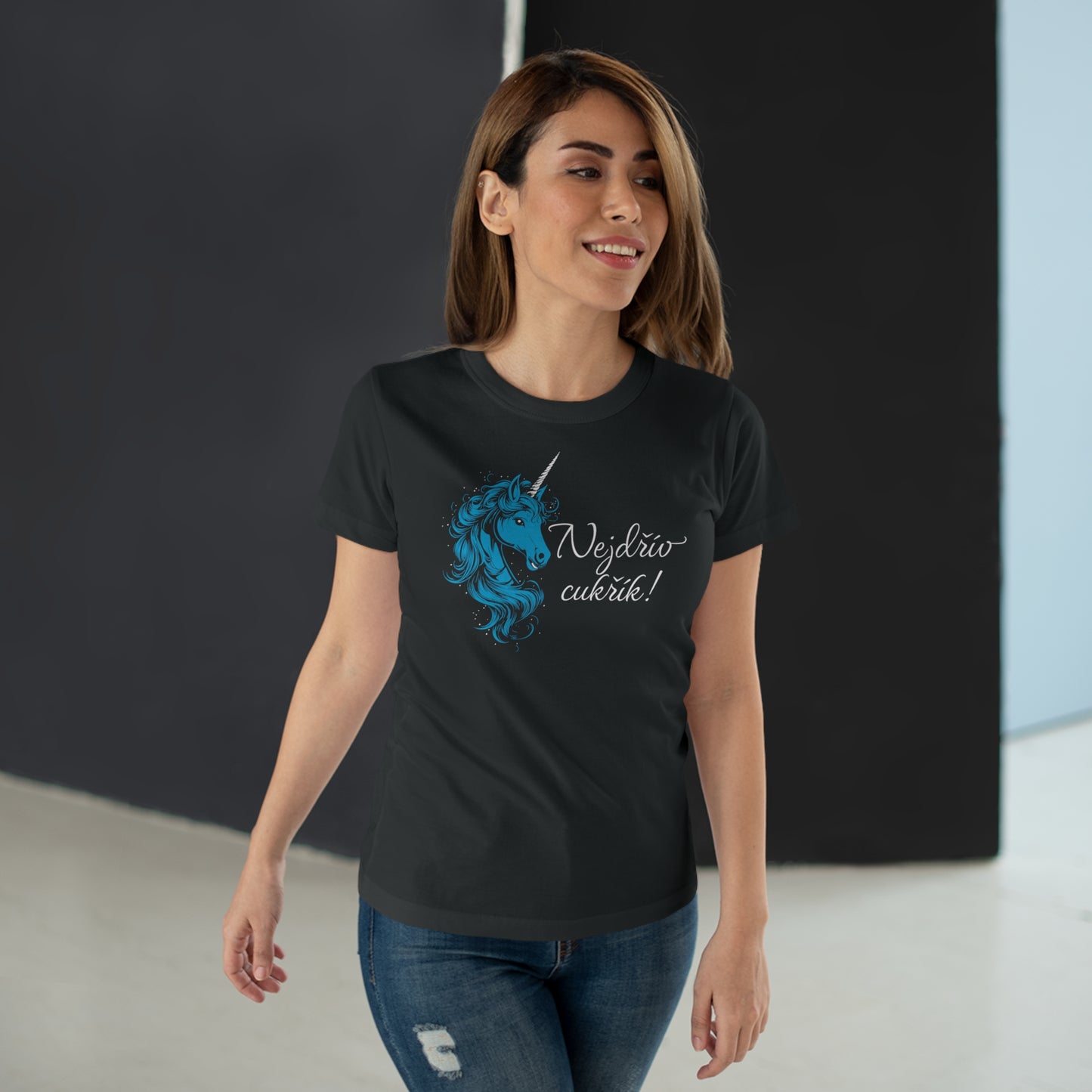 Women's t-shirt Unicorn - First sugar in blue