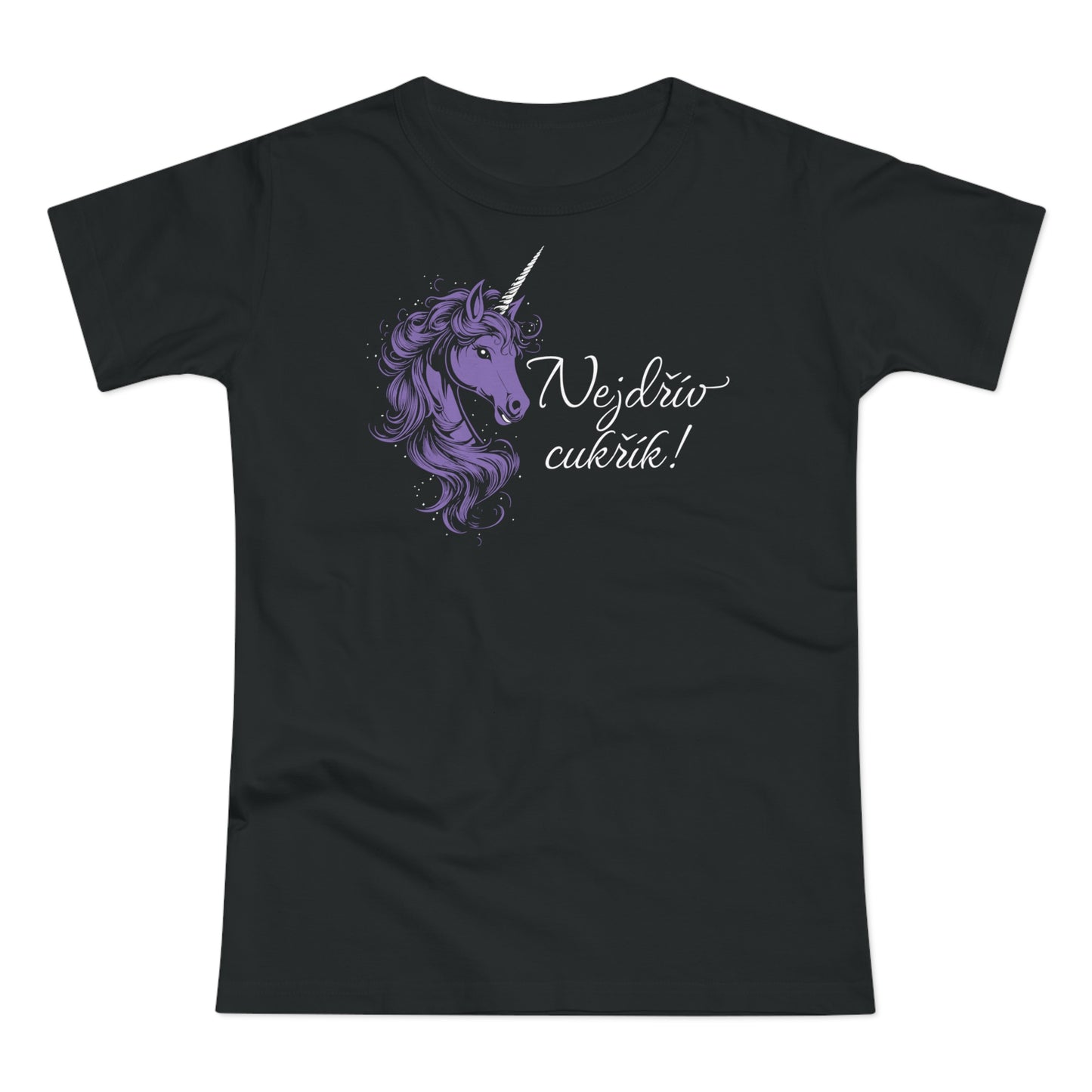 Women's t-shirt Unicorn - First candy in purple