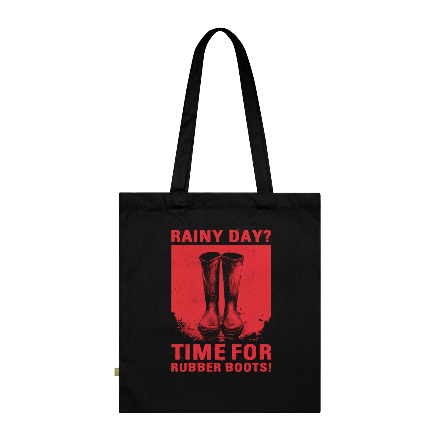 Tote bag Rainy day - Time for rubber boots in red