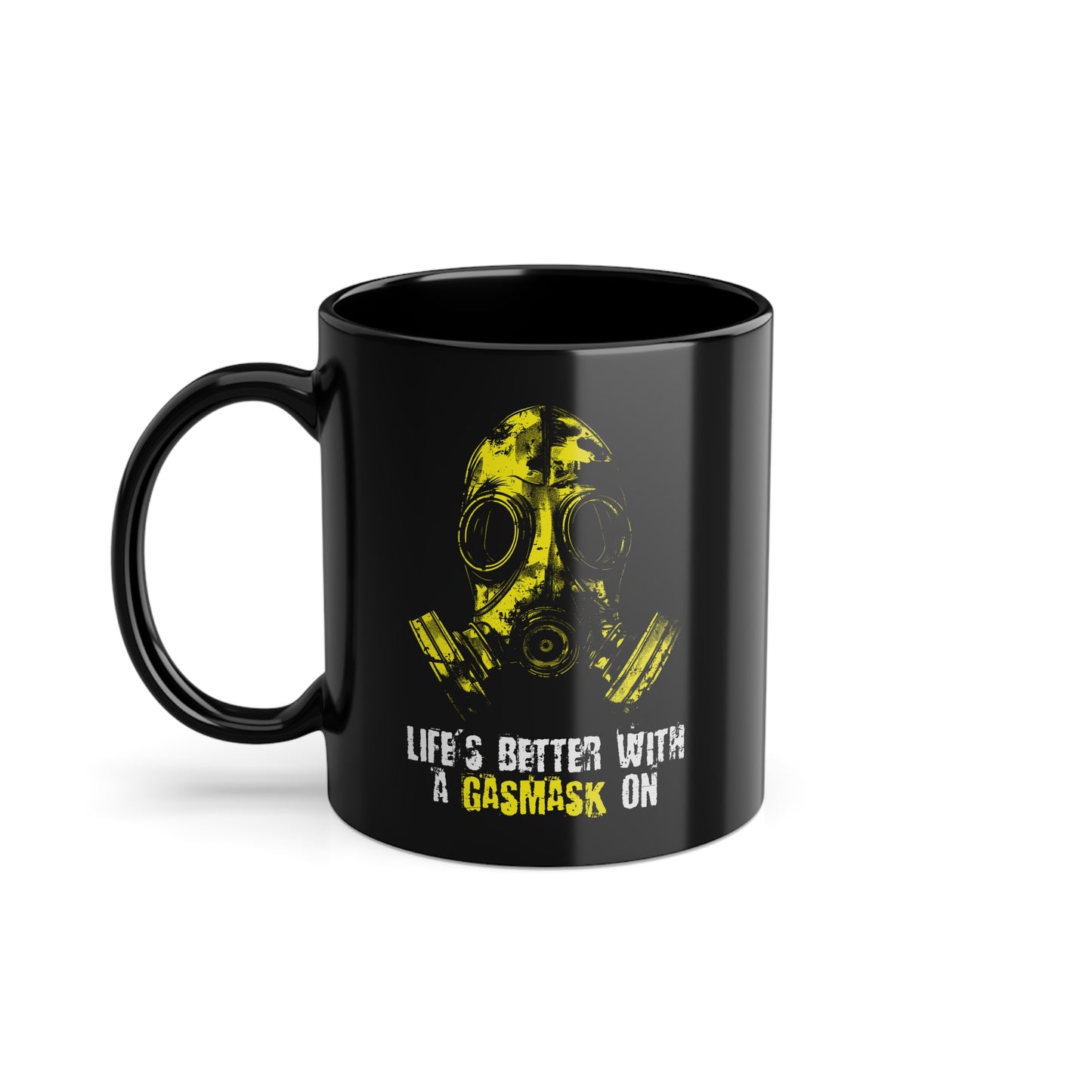 Mug Life is better with a Gasmask on in yellow