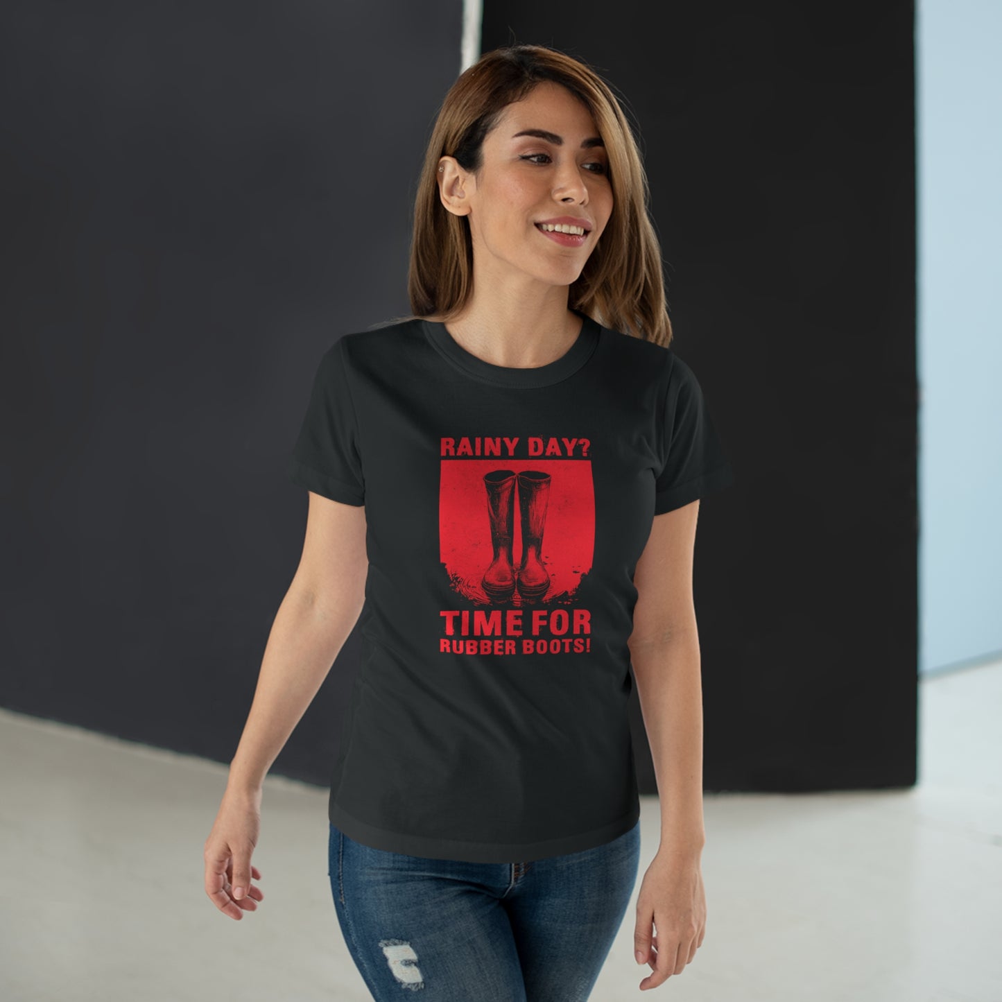 Women`s T-shirt Rainy day in red