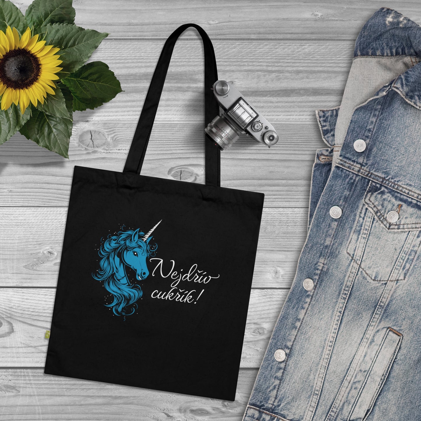 Canvas bag Unicorn - First candy in blue