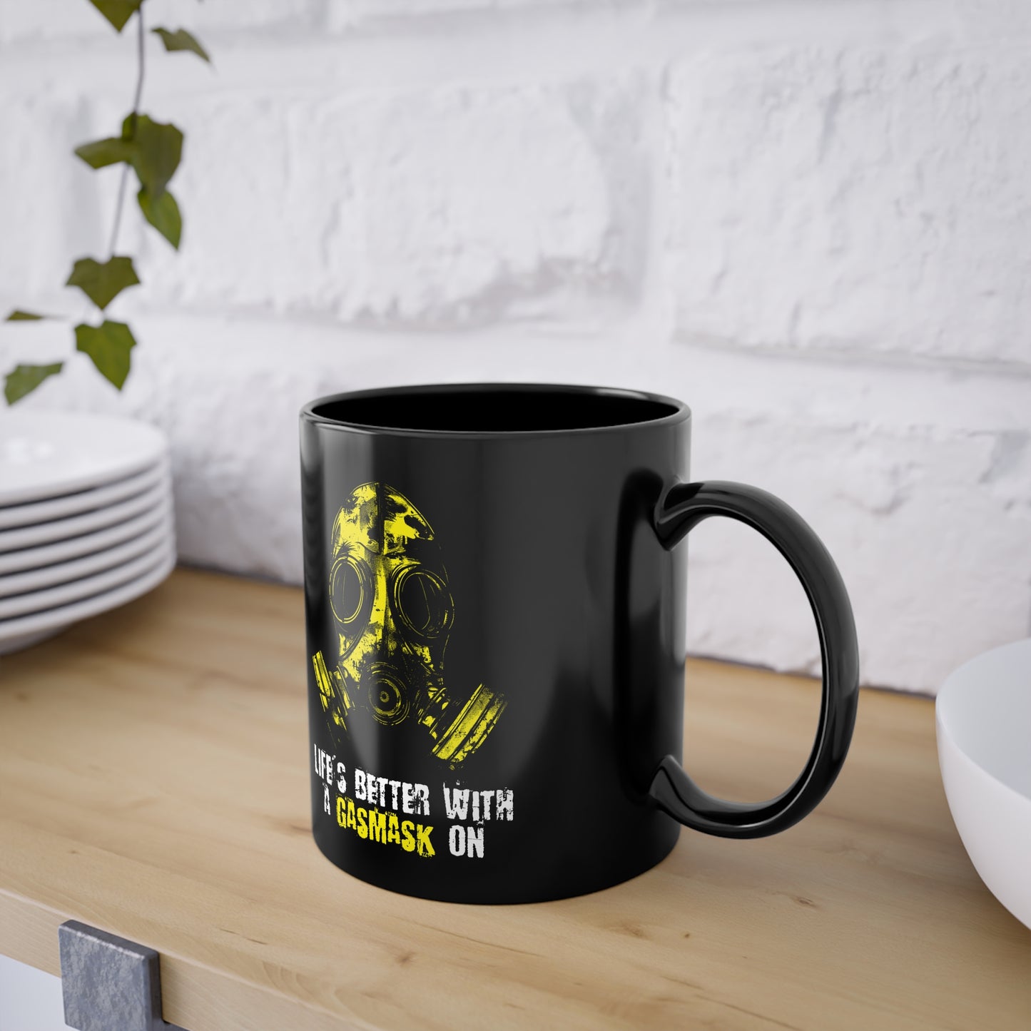 Mug Life is better with a Gasmask on in yellow