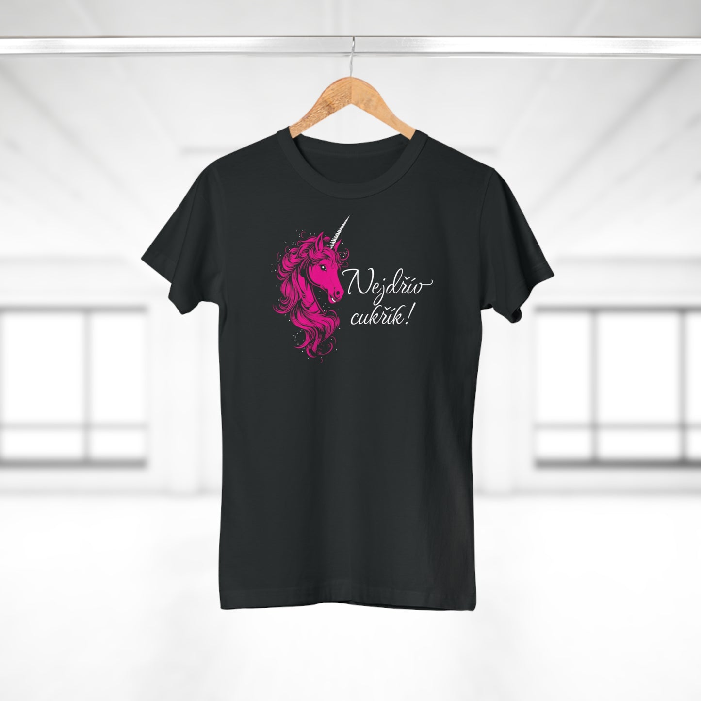 Women's t-shirt Unicorn - First candy in hot pink