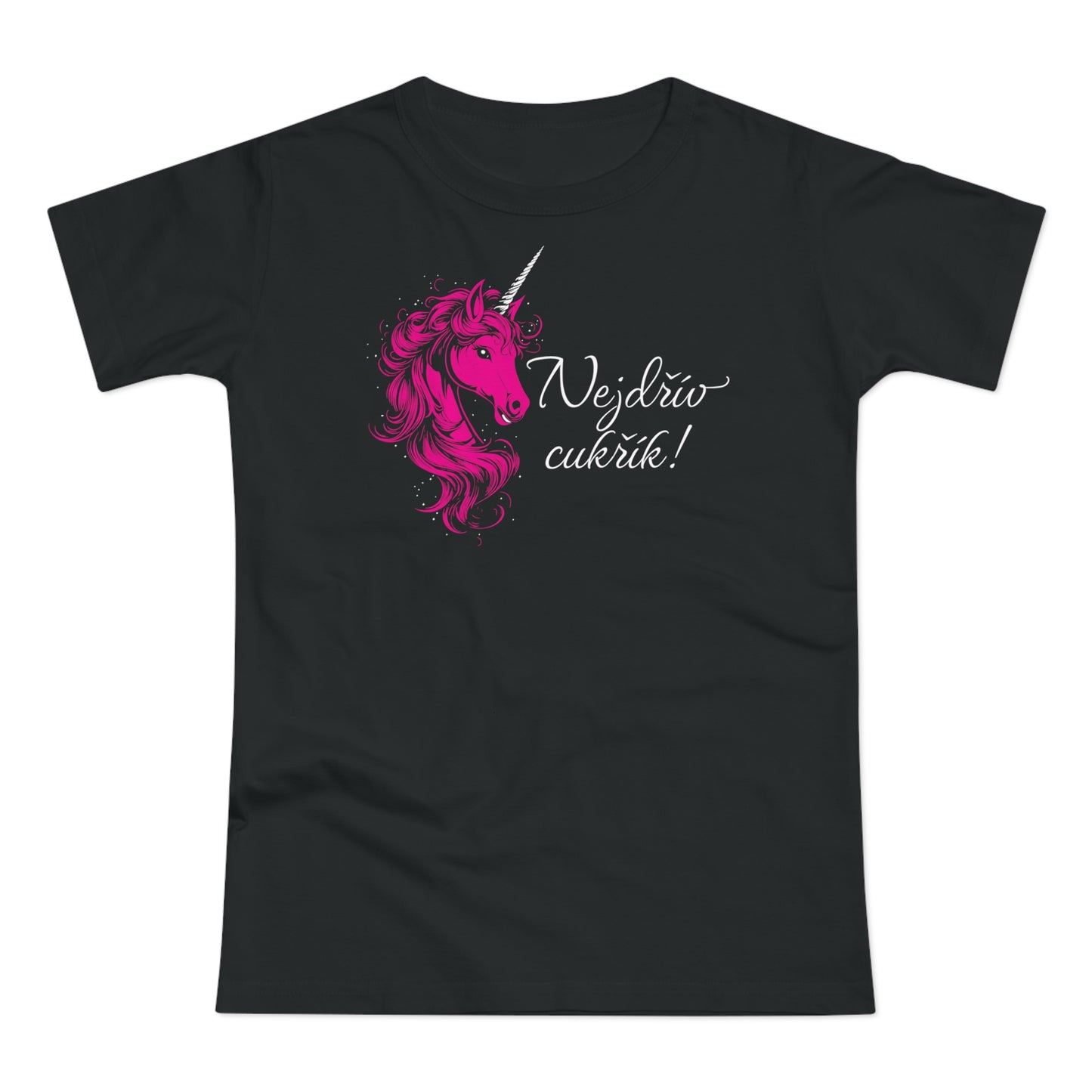 Women's t-shirt Unicorn - First candy in hot pink