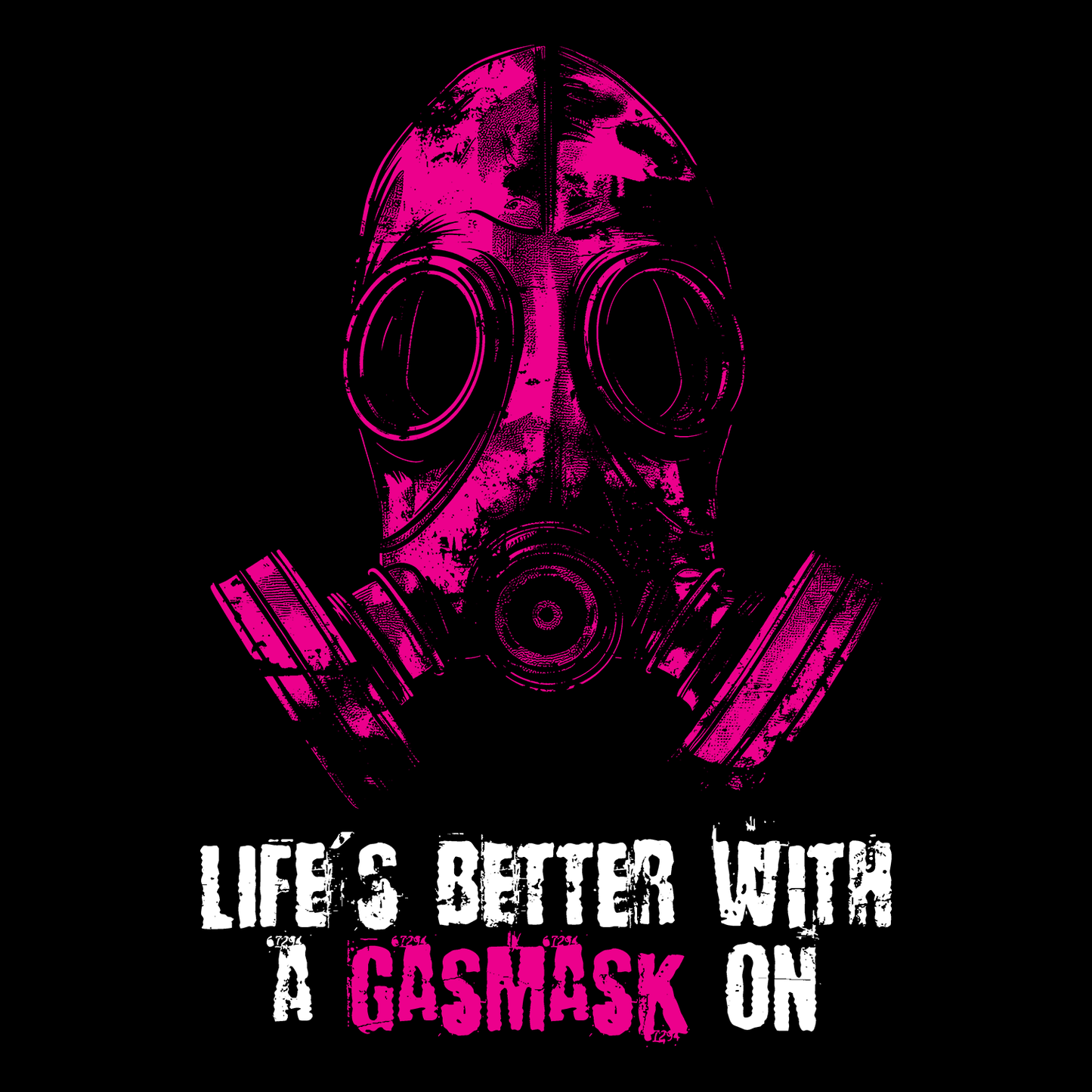 Women's t-shirt Life is better with a gasmask on in deep pink