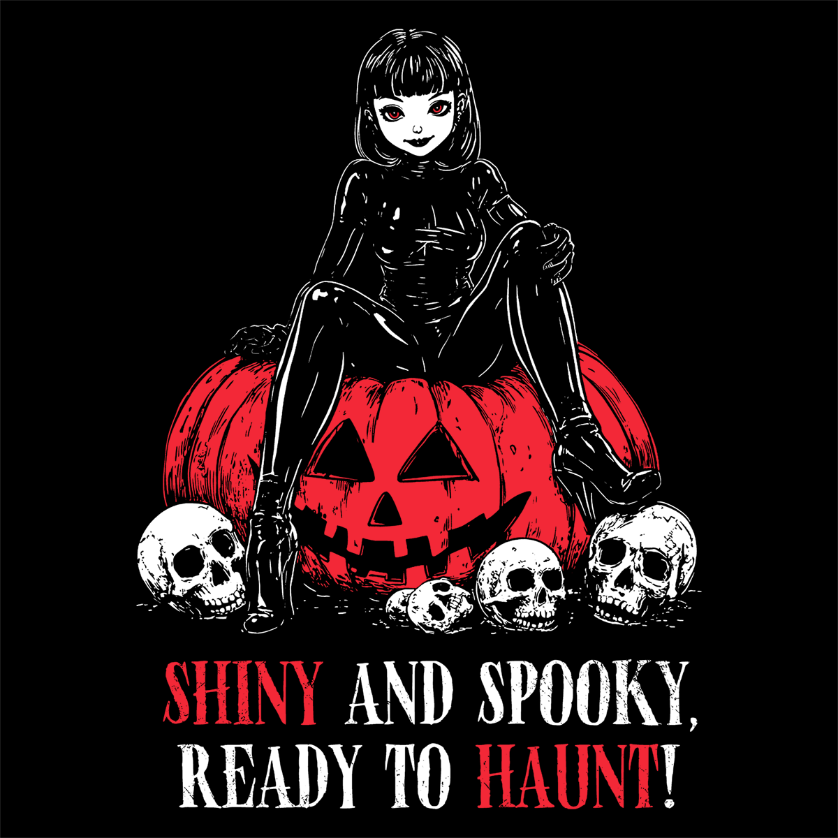 Women's T-shirt Shiny and Spooky in red