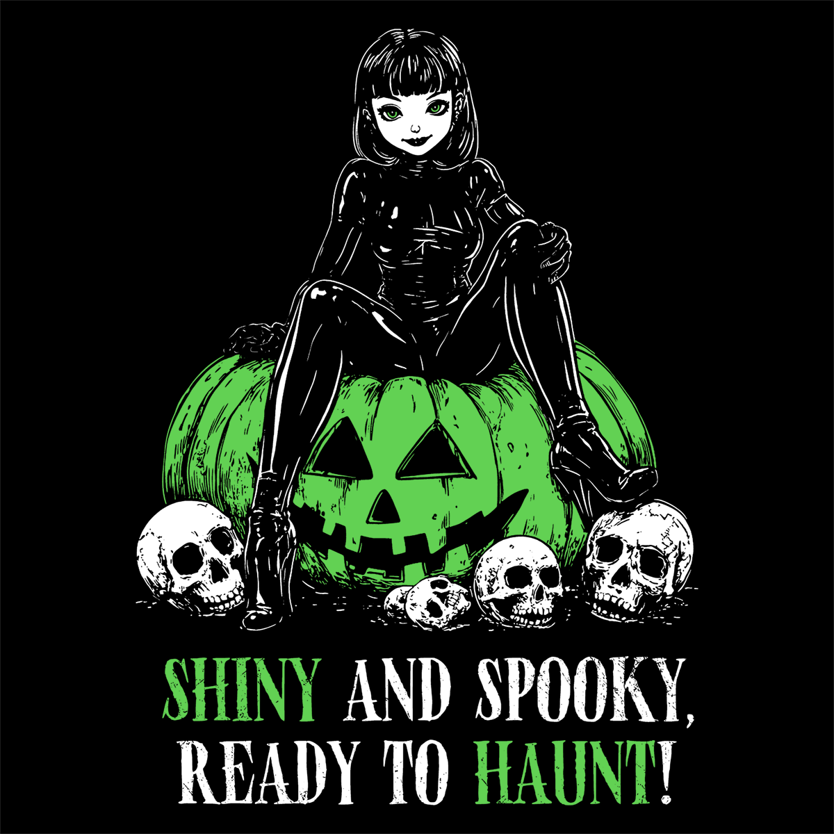 Women's T-shirt Shiny and Spooky in green