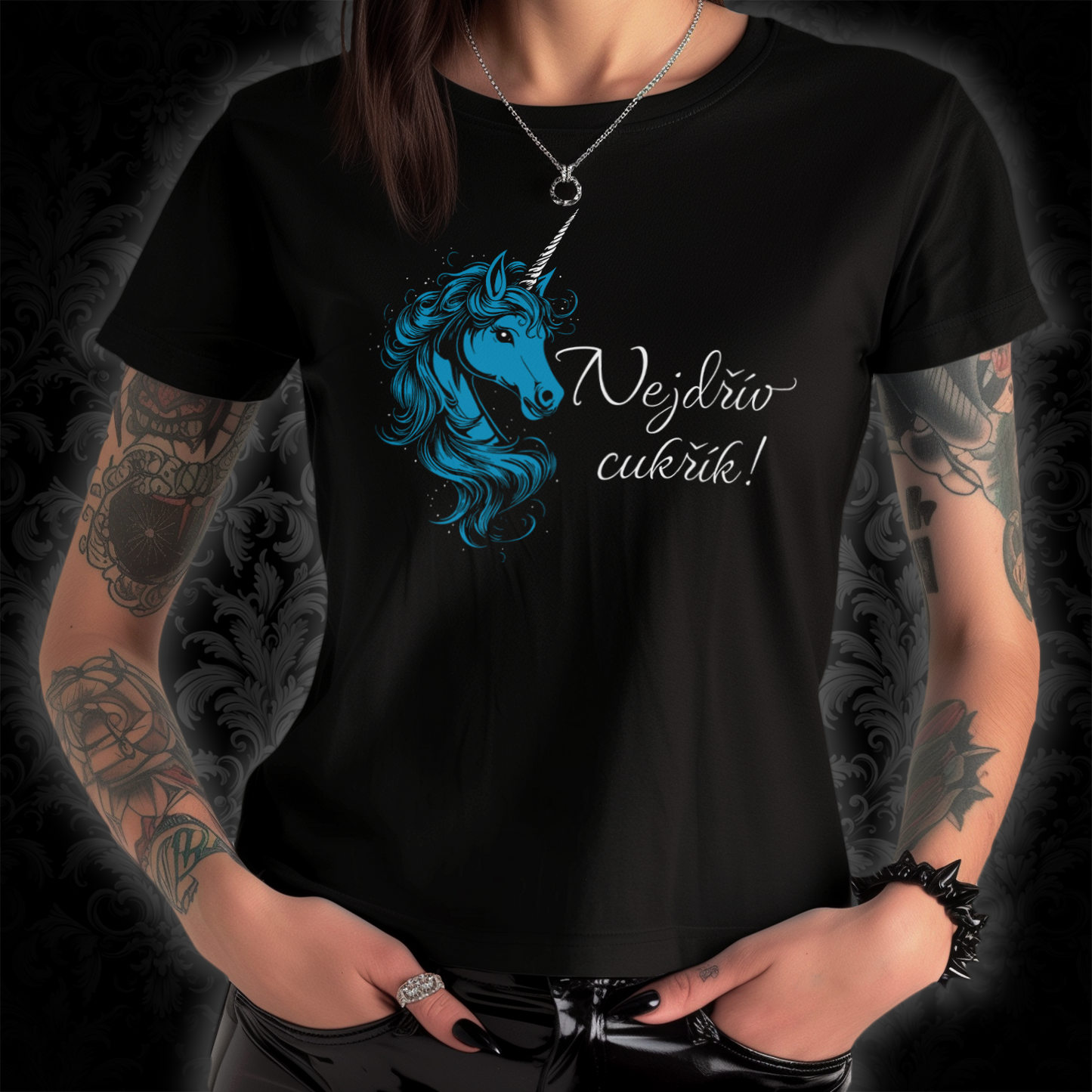 Women's t-shirt Unicorn - First sugar in blue