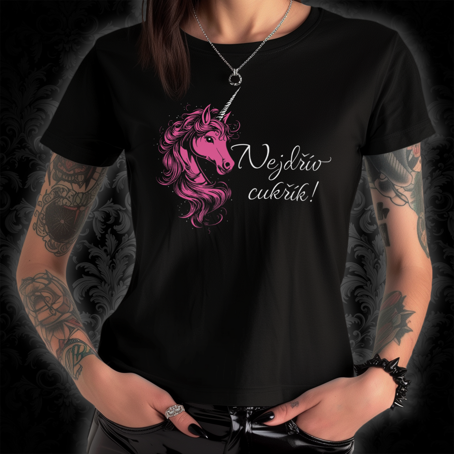 Women's t-shirt Unicorn - First sugar in pink
