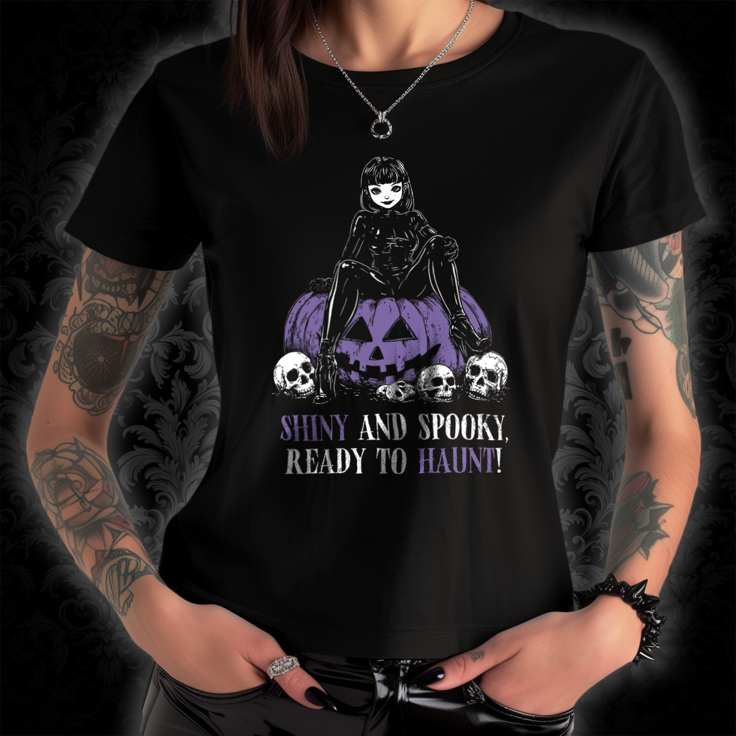 Women's Shiny and Spooky t-shirt in purple