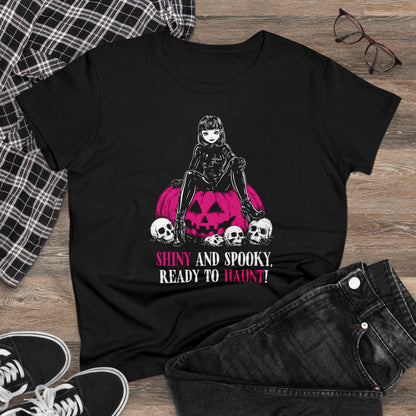 Women's T-shirt Shiny and Spooky in deep pink