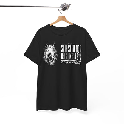 Unisex triko Slyším jen na cukr a bič DIA v bílé