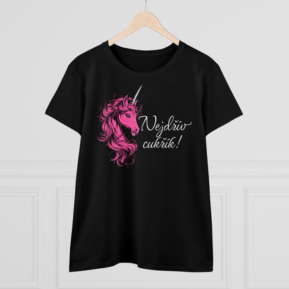 Women's t-shirt with a unicorn - First sugar in pink