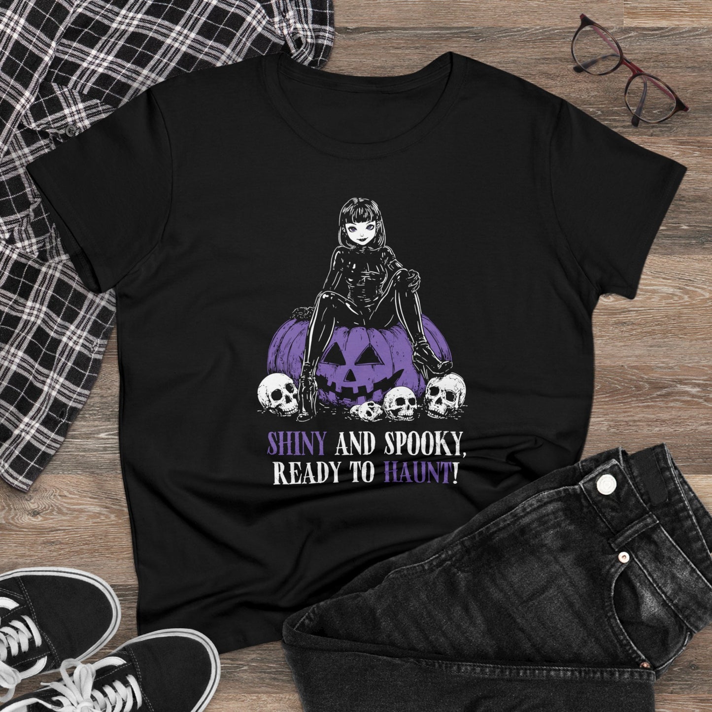 Women's Shiny and Spooky t-shirt in purple