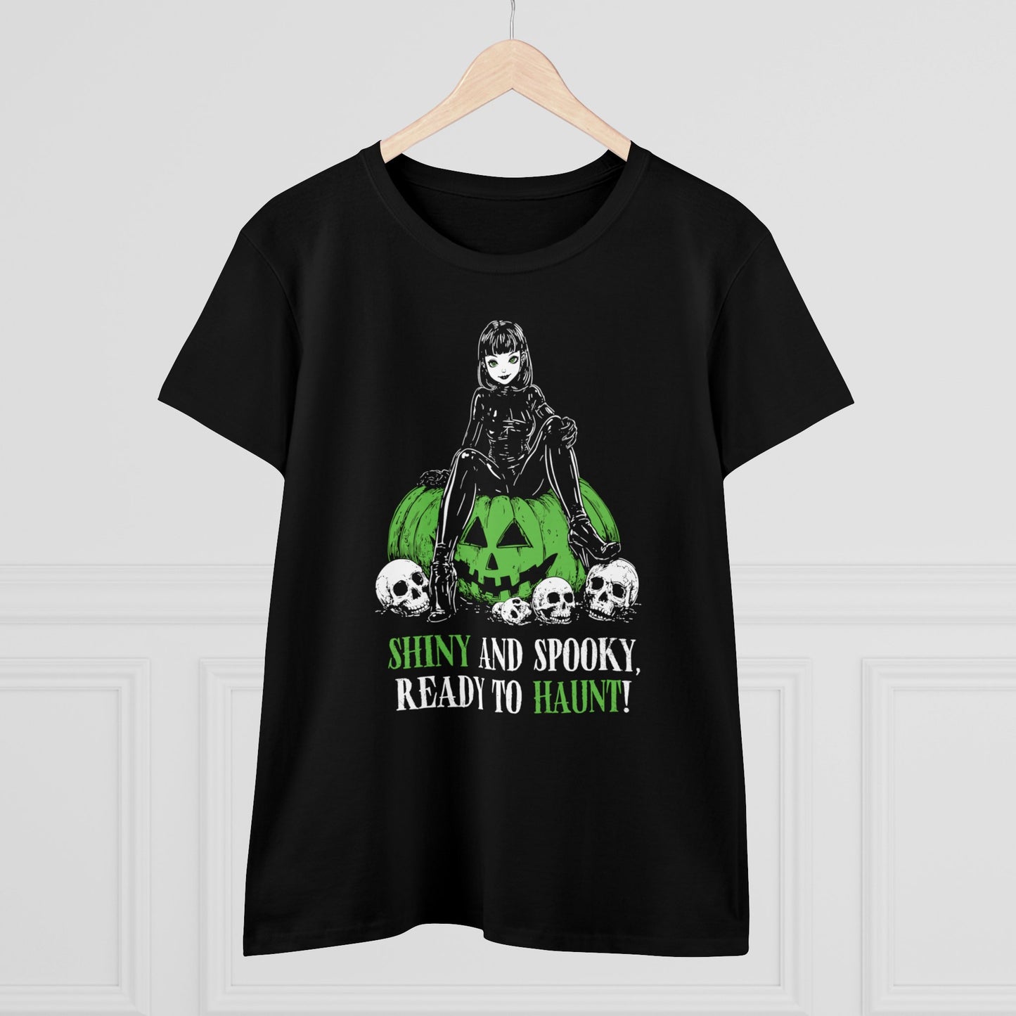 Women's T-shirt Shiny and Spooky in green