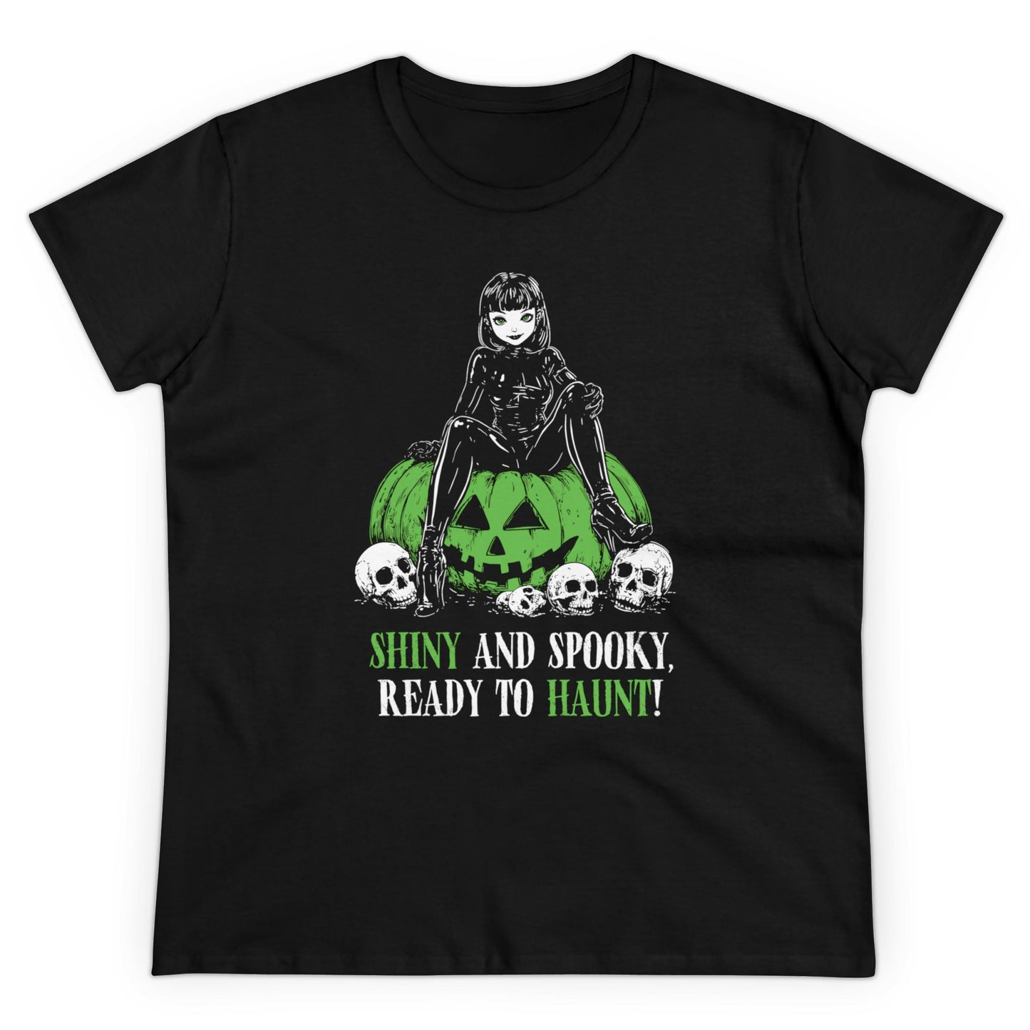 Women's T-shirt Shiny and Spooky in green