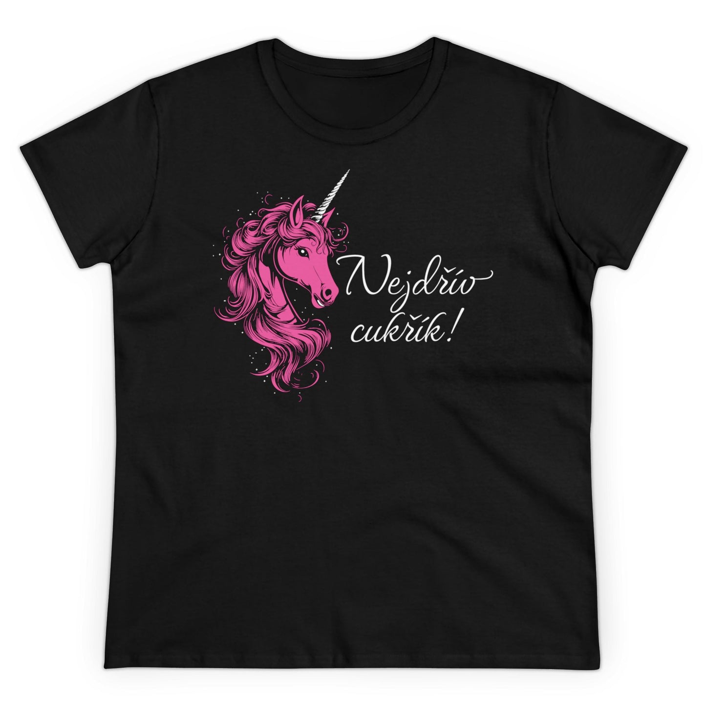 Women's t-shirt with a unicorn - First sugar in pink