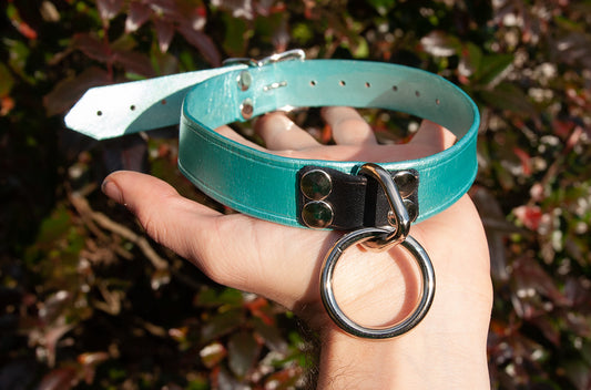 Narrow turquoise metallic collar