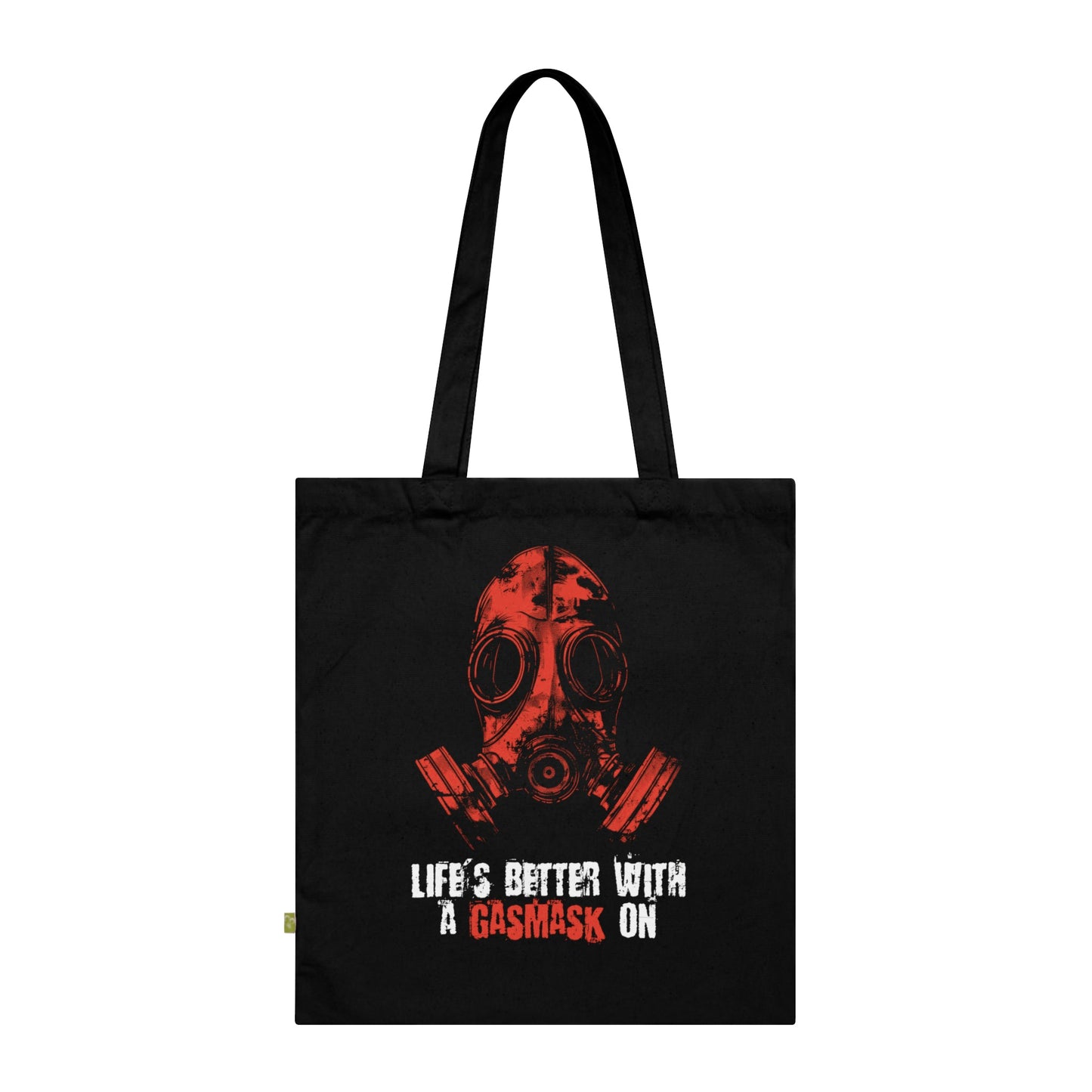 Canvas bag Life is better with a gasmask on in red