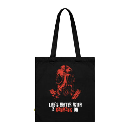 Canvas bag Life is better with a gasmask on in red