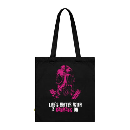 Canvas bag Life is better with a gasmask on in pink