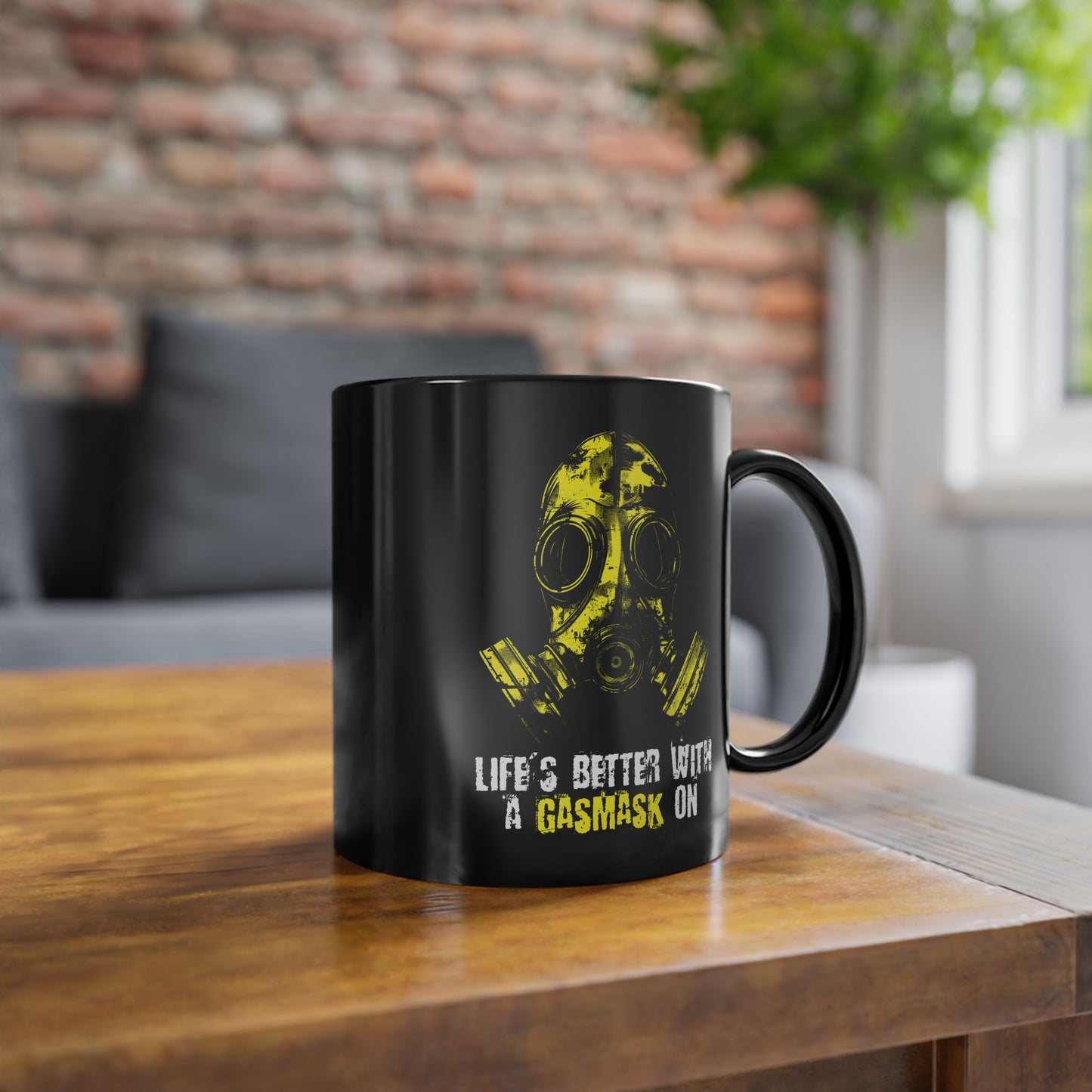 Mug Life is better with a Gasmask on in yellow