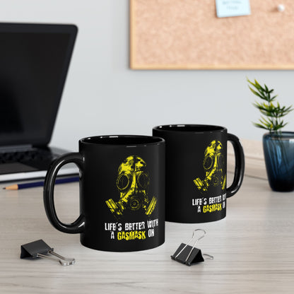 Mug Life is better with a Gasmask on in yellow