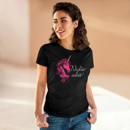 Women's t-shirt with a unicorn - First sugar in pink