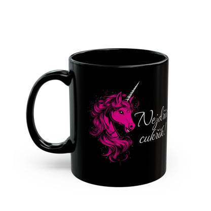 Mug with a unicorn - First a candy in deep pink